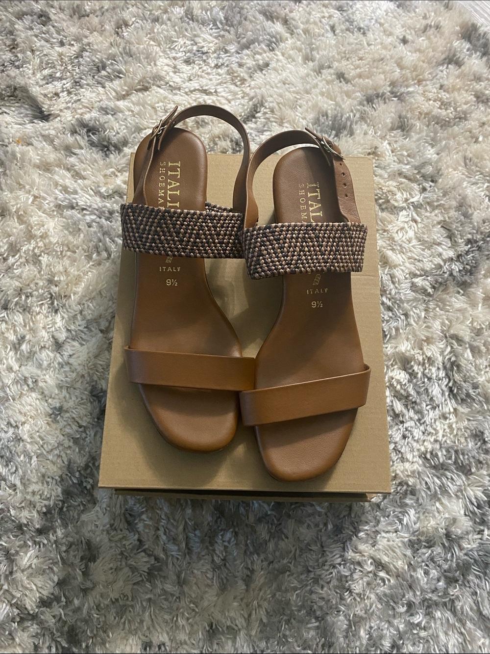 Italian Shoemakers Tan Braided Strap Leather Sandals